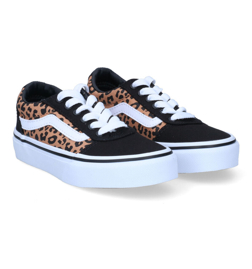 Vans Ward Cheetah Baskets en Noir en textile (303048)