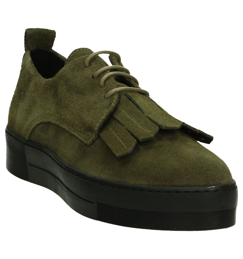 Louisa Baskets basses en Vert kaki en daim (202549)