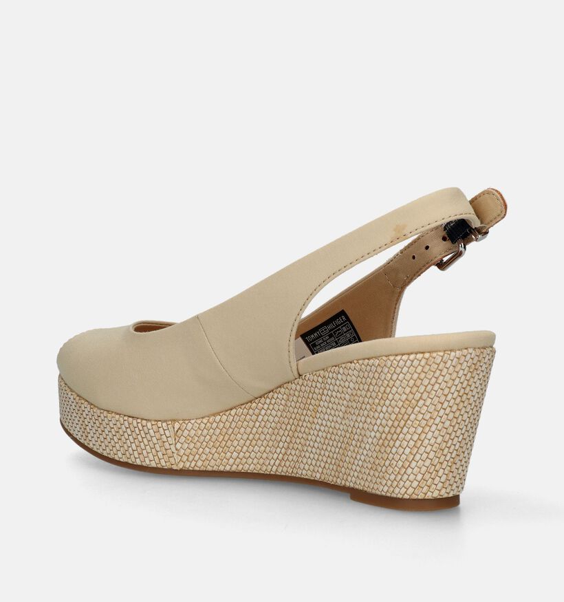 Tommy Hilfiger Iconic Elba Sling Back Wedge Sandales en Beige pour femmes (336401)