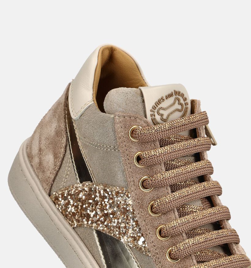 STONES and BONES India Donkerbeige Schoenen met Veter en Rits voor meisjes (378204) - geschikt voor steunzolen