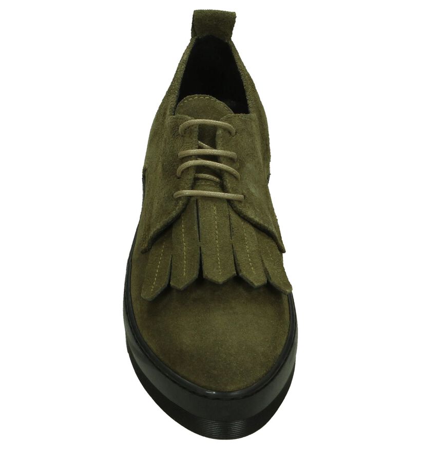 Louisa Baskets basses en Vert kaki en daim (202549)
