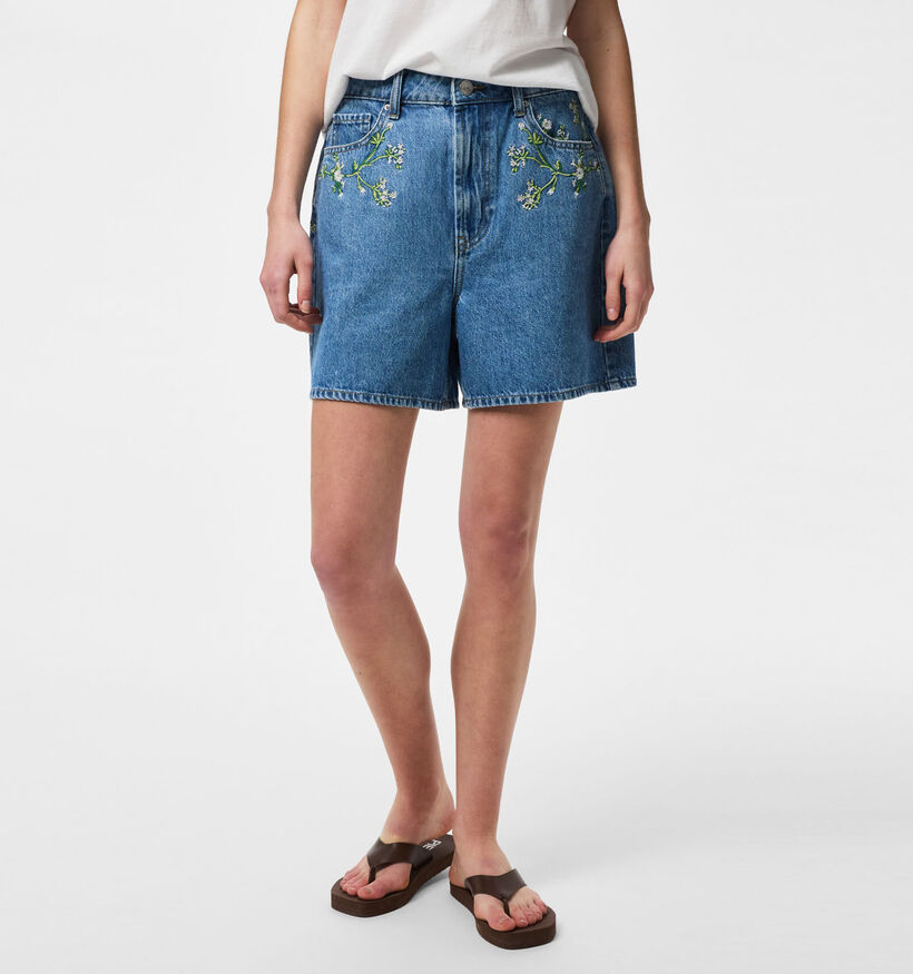 Pieces Sky Embroidery Denim Short en Bleu pour femmes (372382)