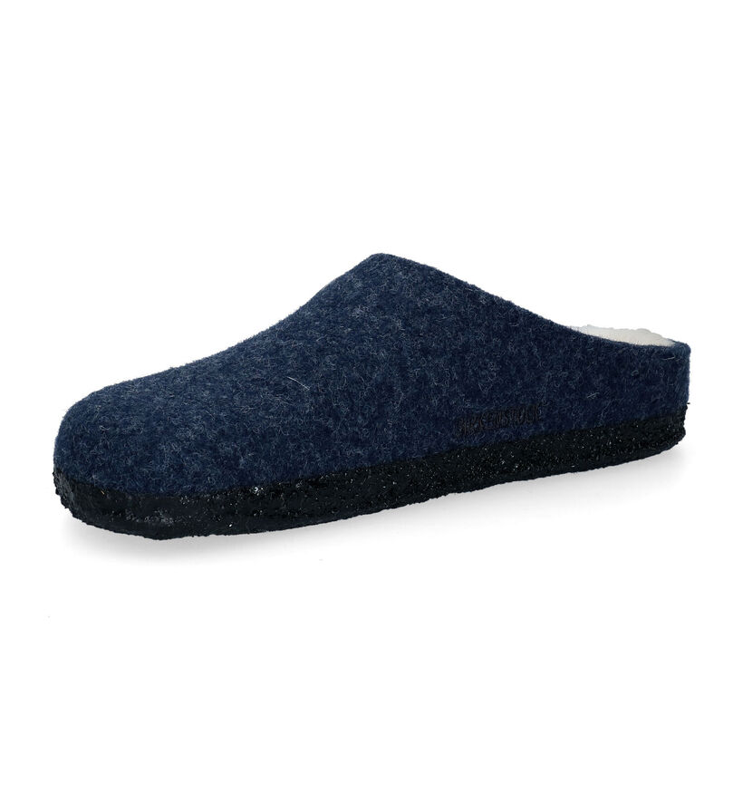 Birkenstock Zermatt Rivet Pantoufles en Bleu en laine (297719)