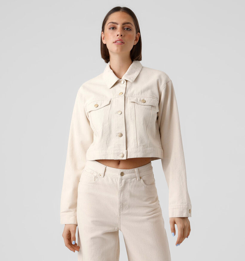 Vero Moda Sasha Veste en jean en Ecru pour femmes (327031)