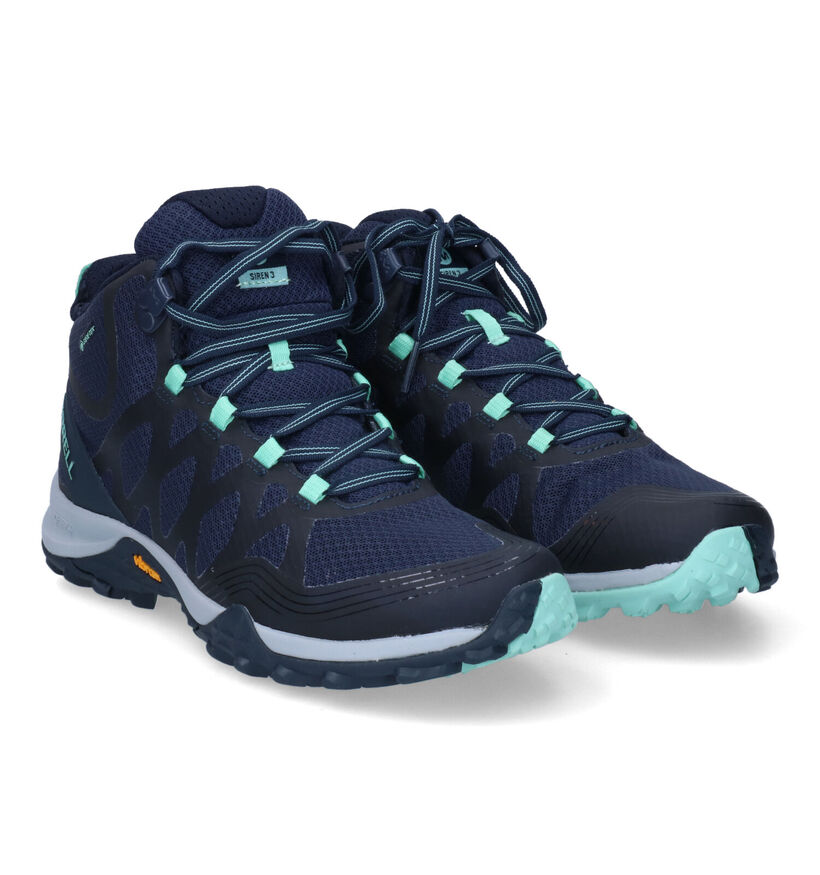 Merrell Siren 3 Mid GTX Blauwe Wandelschoenen voor dames (301687) - geschikt voor steunzolen