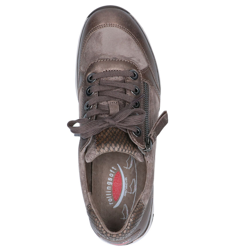 Gabor Rollingsoft Chaussures à lacets en Taupe en cuir (260106)