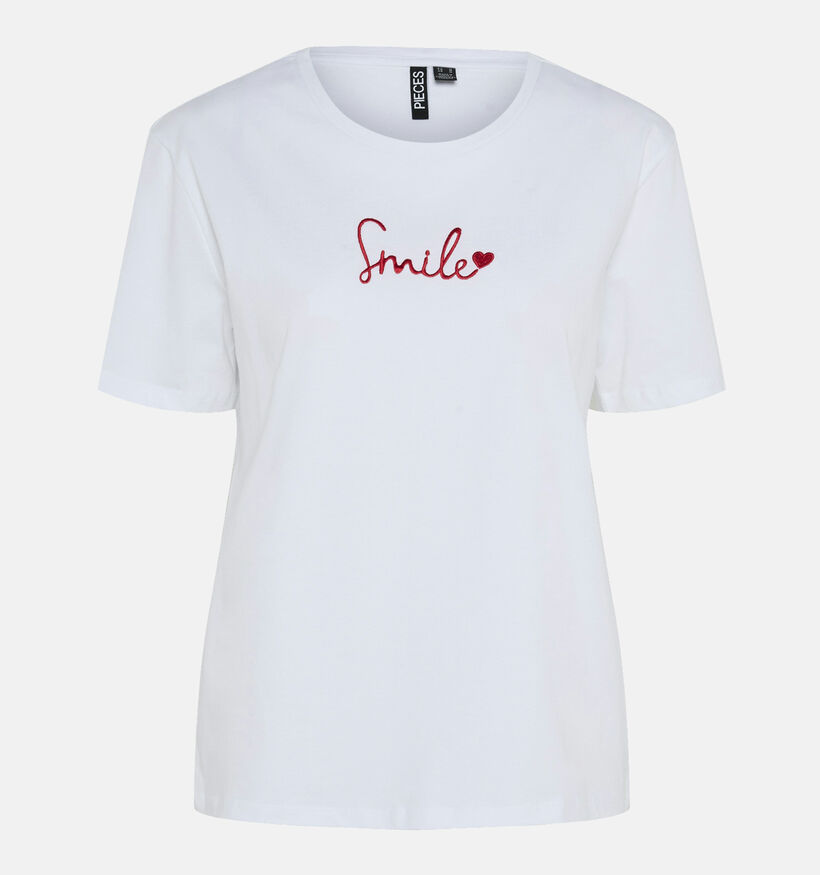 Pieces Sinne Wit T-shirt voor dames (352470)