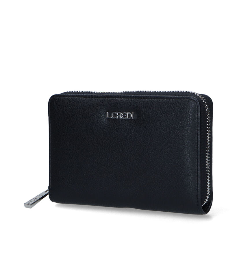 L.Credi Filippa Zwarte Ritsportemonnee voor dames (341069)
