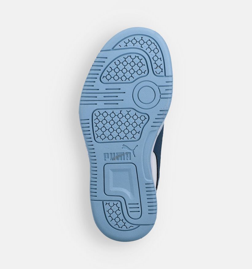 Puma Rebound V6 Mid Blauwe/Witte Sneakers voor meisjes, jongens (372081) - geschikt voor steunzolen