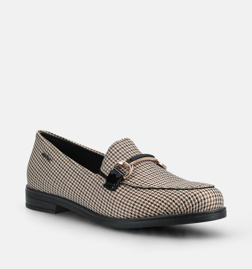 Rieker Houndstooth Beige/Zwarte Loafers voor dames (376581)