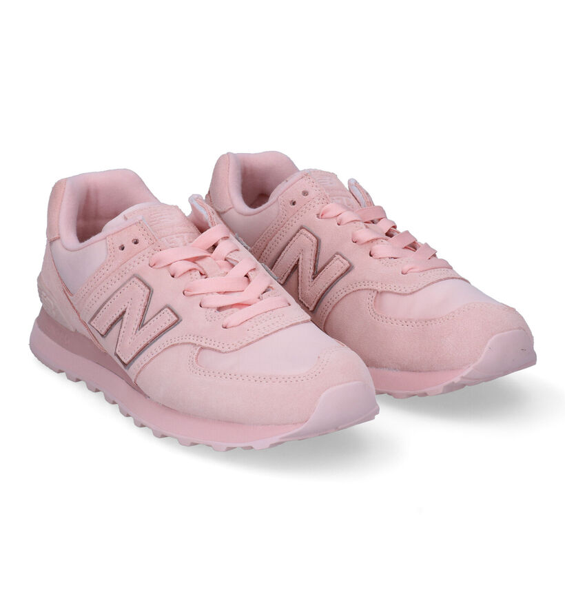 New Balance WL574 Baskets en Rose pour femmes (301901) - pour semelles orthopédiques