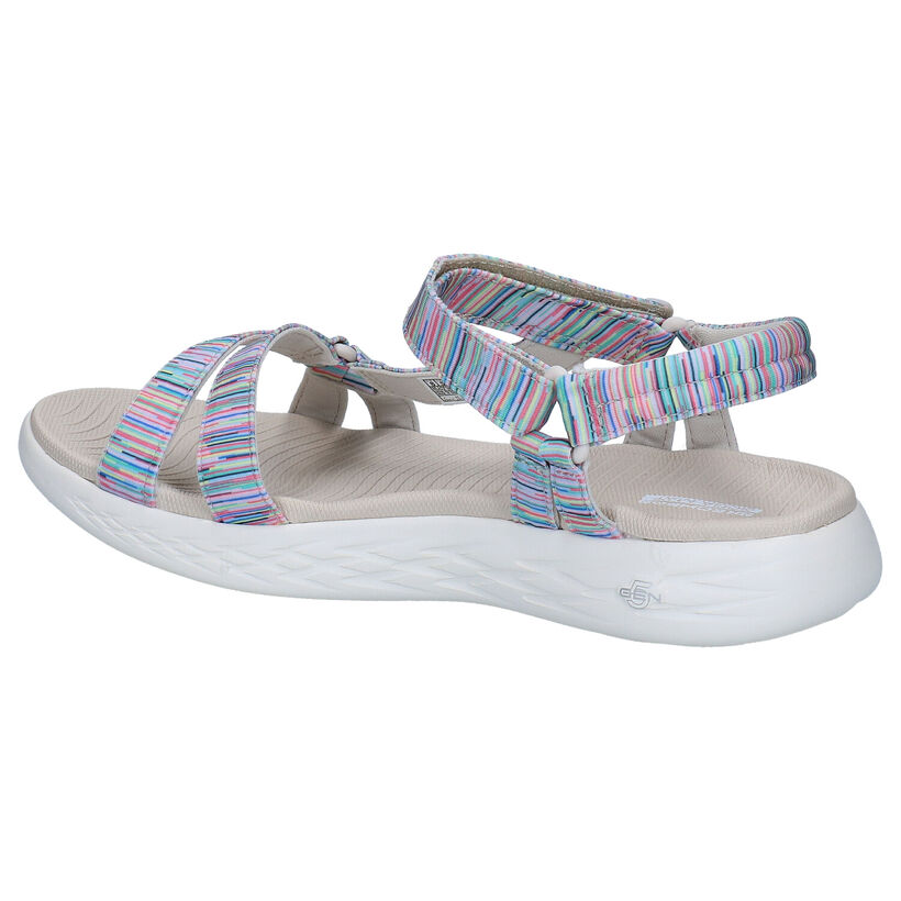 Skechers Sandales plates en Bleu foncé en textile (290290)