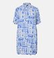 Pieces Saylor Blue Tile Witte/Blauwe Hemdjurk voor dames (367085)