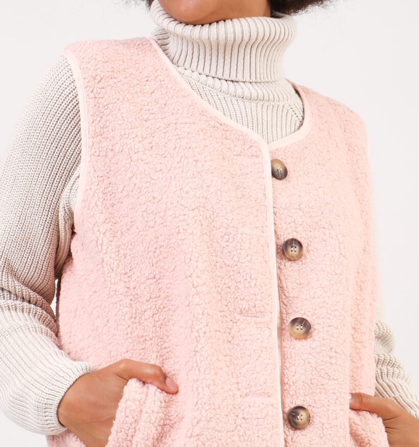 Dolce C. Veste duveteuse courte sans manches en Rose pour femmes (350615)