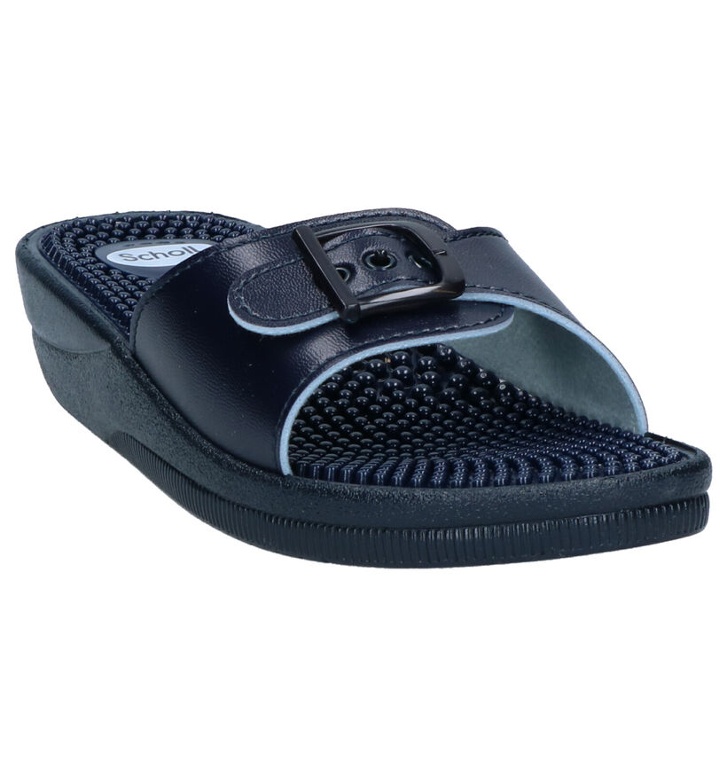 Scholl New Massage Blauwe Slippers in imitatieleer (261235)