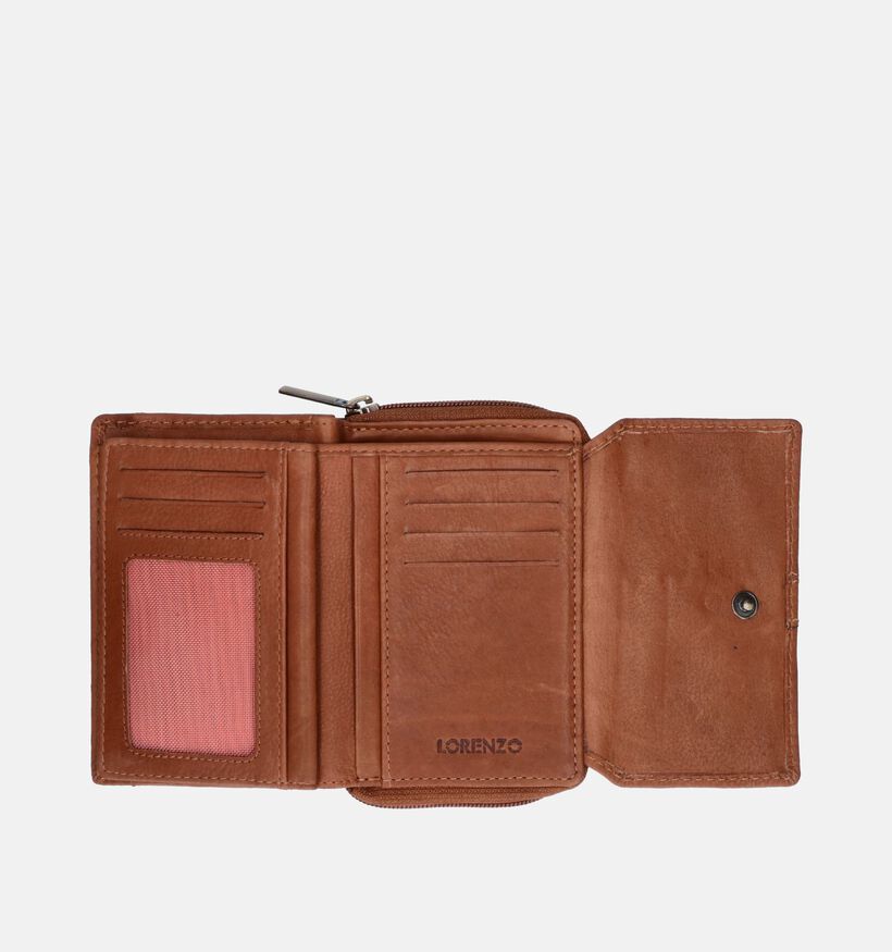 Euro-Leather Porte-monnaies zippé en Cognac pour femmes (365219)