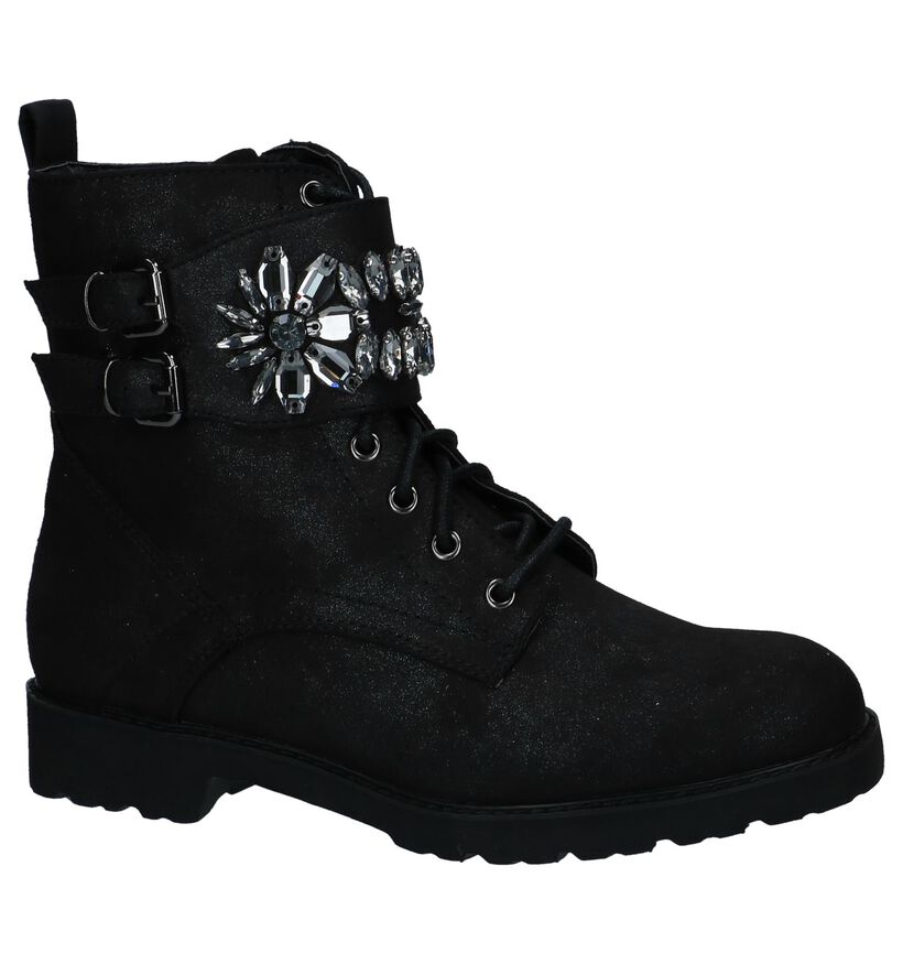 Zwarte Boots met Rits/Veter Youh! in stof (230436)