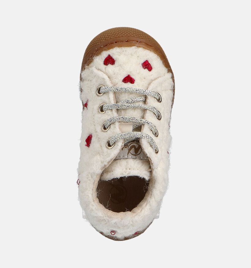 Naturino Cocoon Embroidery Hearts Chaussures bébé en Écru pour filles (364271) - pour semelles orthopédiques