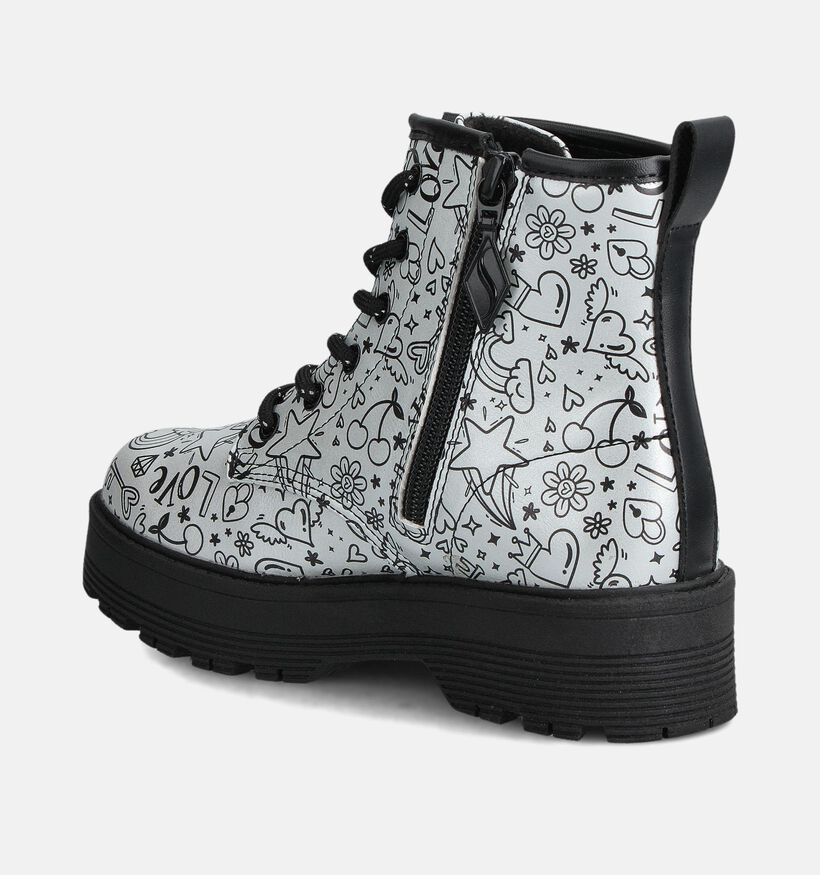 Skechers Gravlen Hi Doodle Down Boots à lacets en Blanc pour filles, garçons (360930)