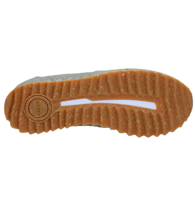 Woden Ydun Croco Kaki Sneakers in leer (277423)
