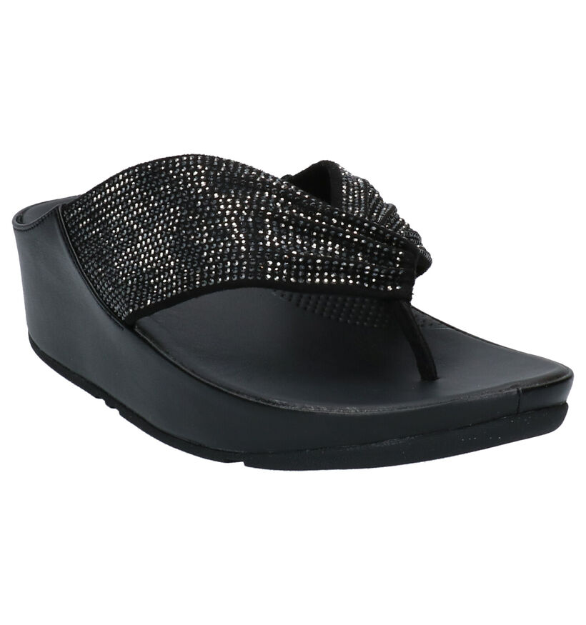 FitFlop Twiss Crystal Zwarte Teenslippers in stof (267799)