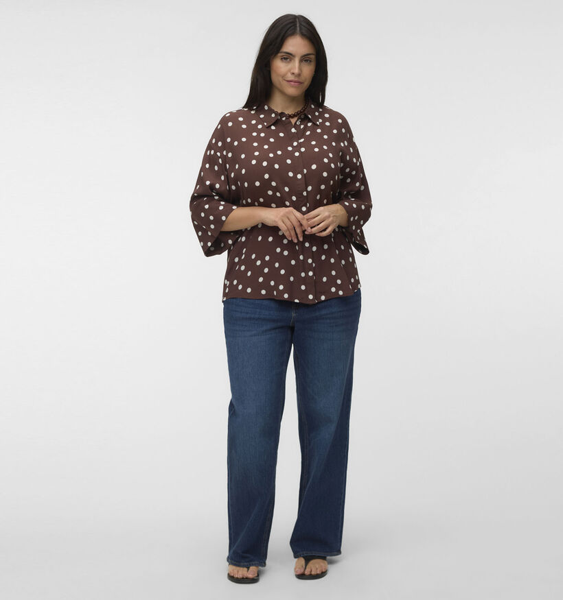 Vero Moda Curve Elisa Bruine Top met Stippen voor dames (375026)