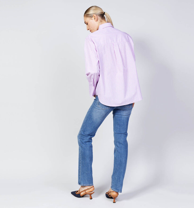 Minus Hellea Lila Gestreept Hemd met Das voor dames (366695)