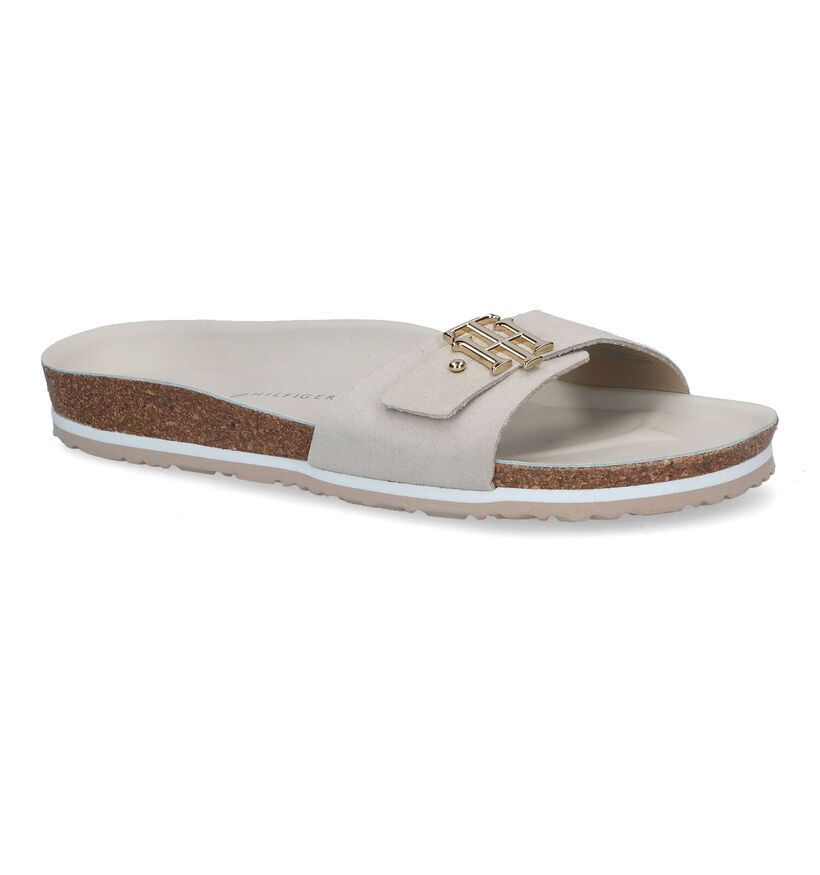 Tommy Hilfiger Molded Footbed Flat Ecru Slippers in daim (303996)