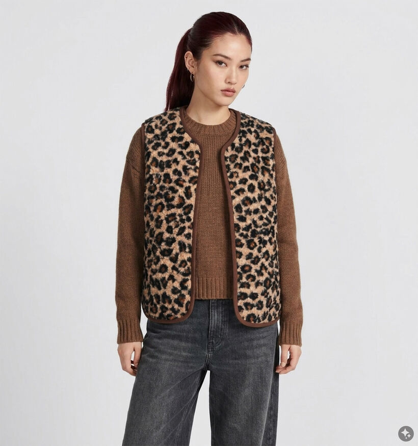 Deeluxe Original Azmira Bruine Gilet Leopard voor dames (382278)