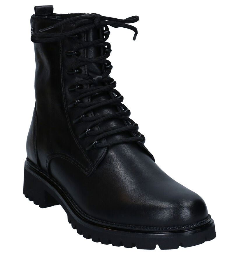Tamaris Boots à lacets en Noir en cuir (280803)