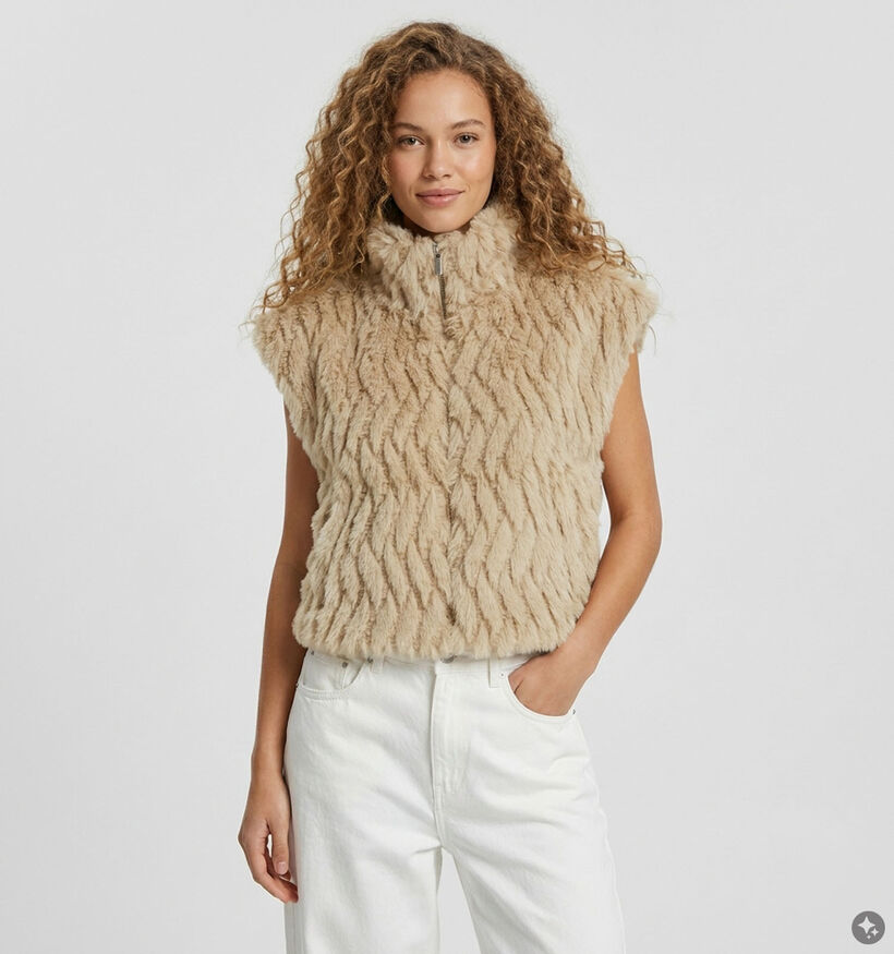 Desires Pam Faux Fur Beige Vest voor dames (376873)