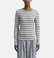comma Grijze Gestreepte T-shirt met Lange Mouwen voor dames (381680)