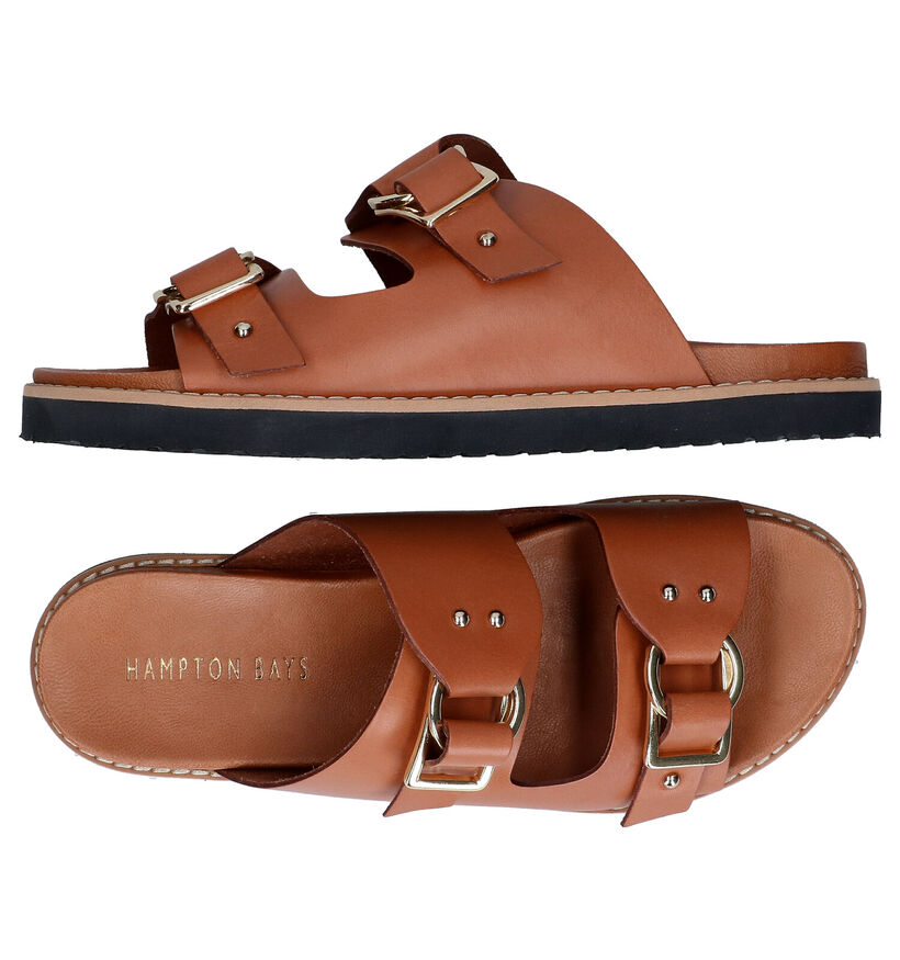 Hampton Bays Nu-pieds plates en Cognac pour femmes (293025)