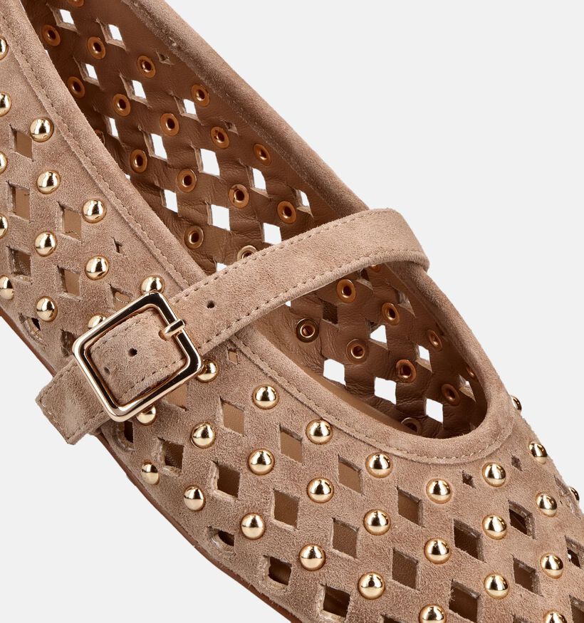 Laurent David Taupe Ballerina's met Studs voor dames (373665)