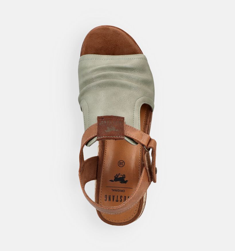 Mustang Groene/Bruine Sandalen met Sleehak voor dames (372130)