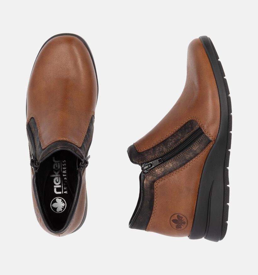 Rieker Bottillons avec talon compensé en Cognac pour femmes (344399) - pour semelles orthopédiques