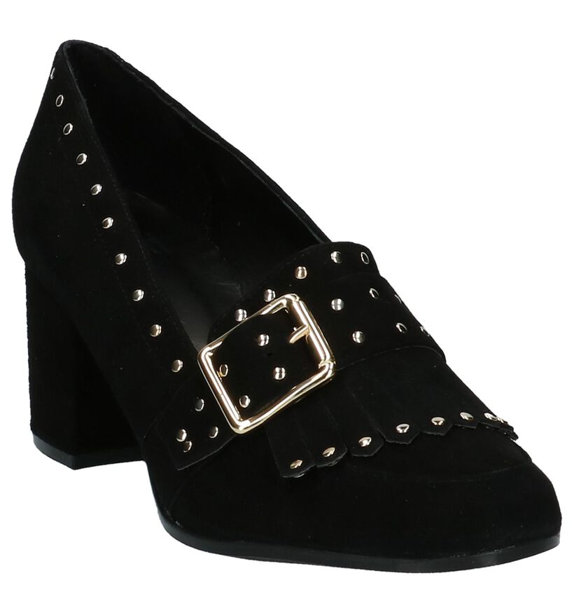 Zwarte Gosh Mocassins met Studs in daim (201294)