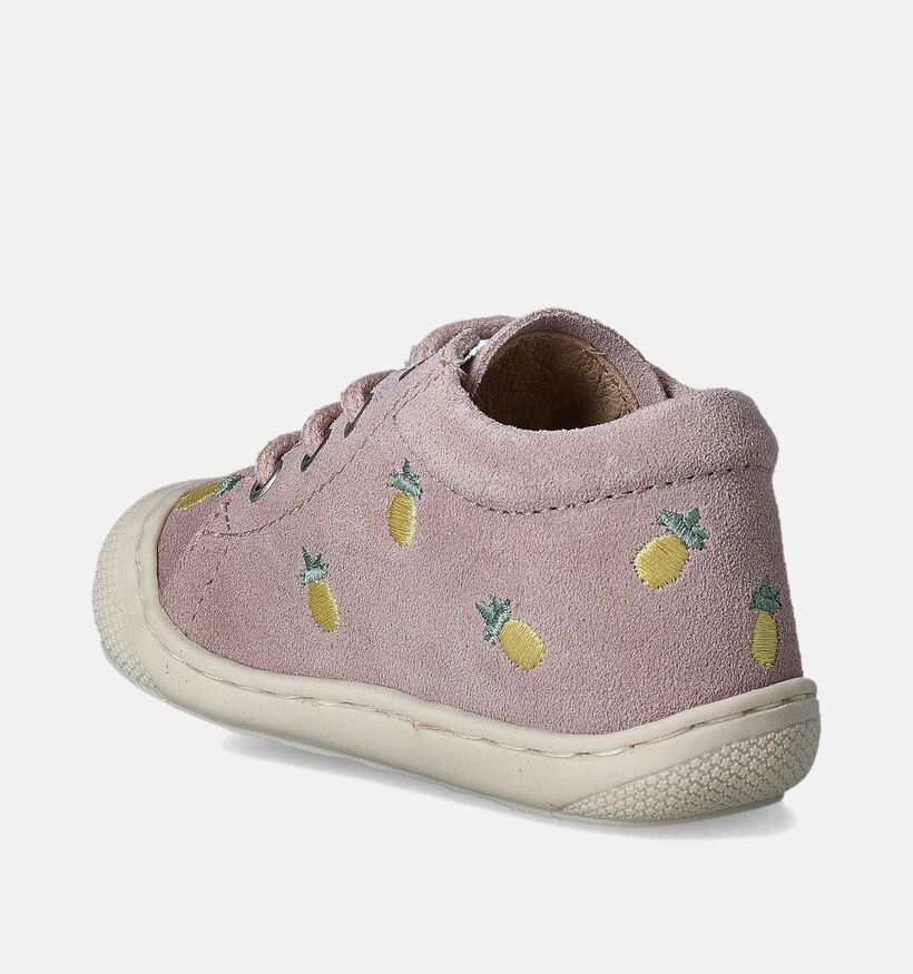Naturino Cocoon Suede Embroidery Roze Babyschoentjes voor meisjes (359959) - geschikt voor steunzolen