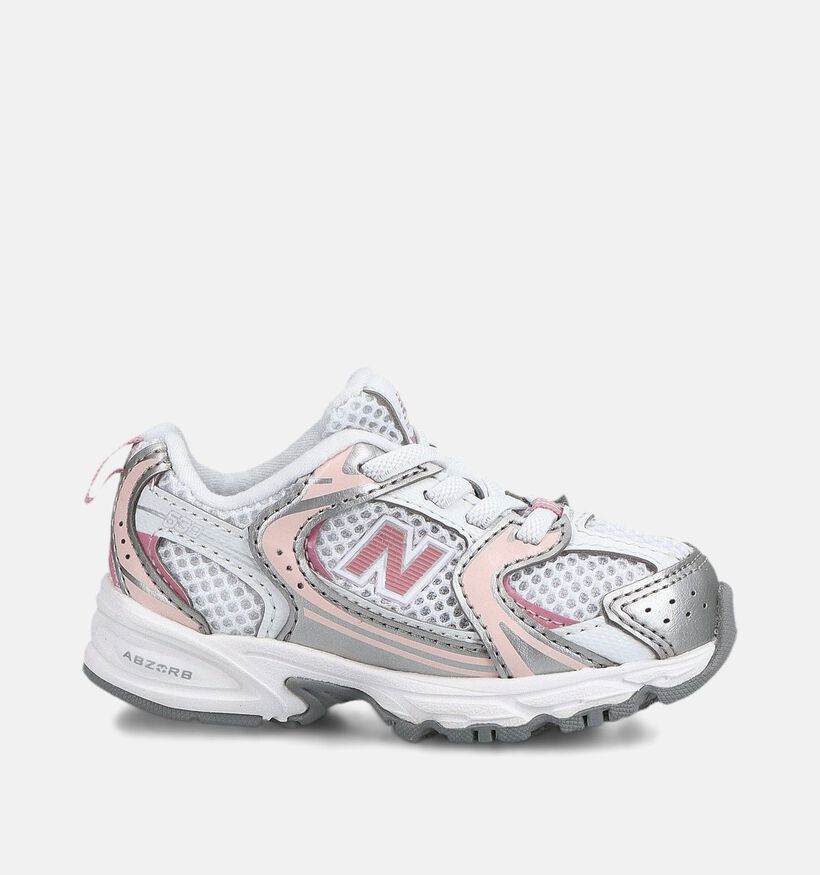 New Balance 530 Baskets en Blanc/Rose pour filles (390101) - pour semelles orthop&eacute;diques