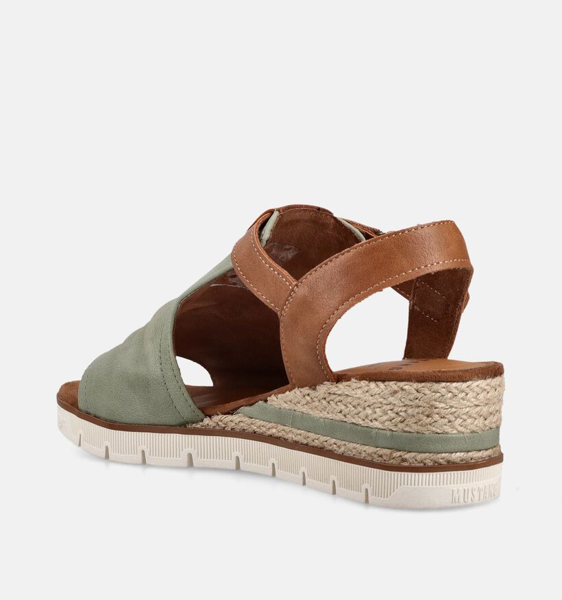 Mustang Groene/Bruine Sandalen met Sleehak voor dames (372130)