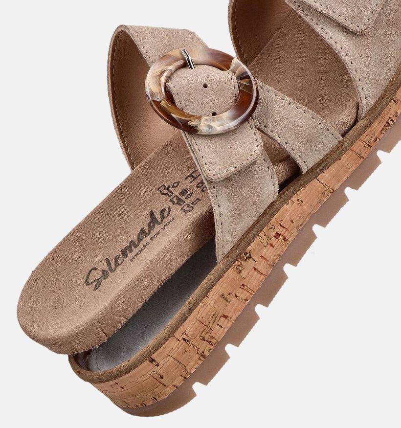 Solemade Mia 113 Taupe Slippers met Sleehak voor dames (371638) - geschikt voor steunzolen