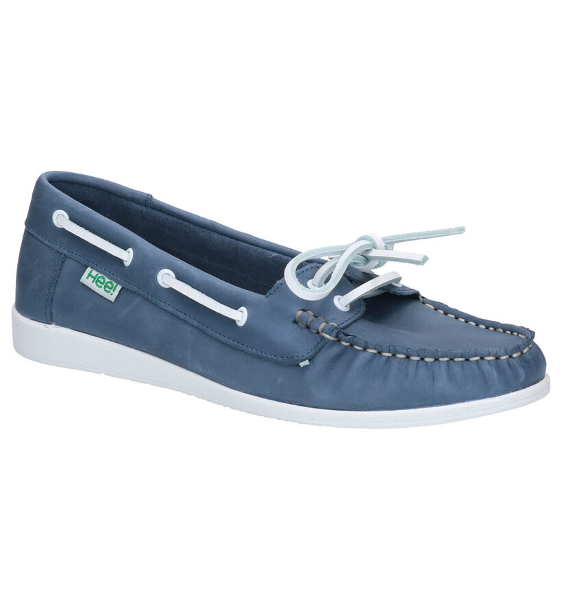 Hee Chaussures bateau en Bleu foncé en cuir (274036)