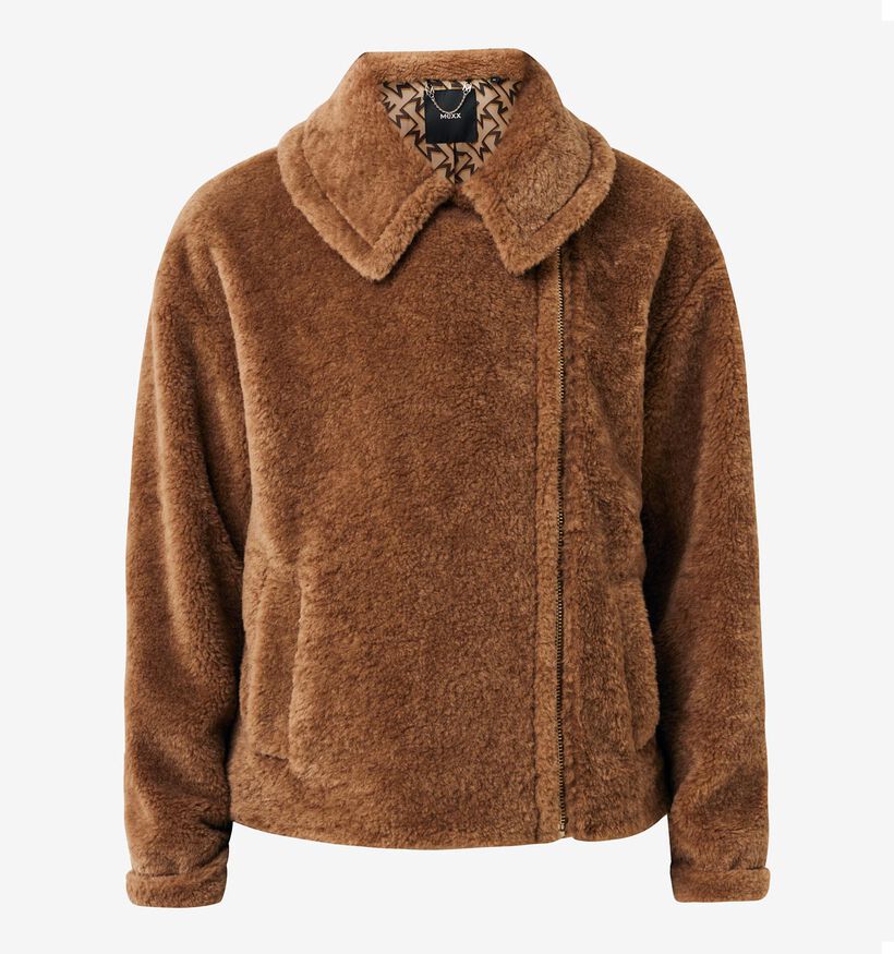 Mexx Teddy Biker Donkerbeige Korte Jas voor dames (361060)