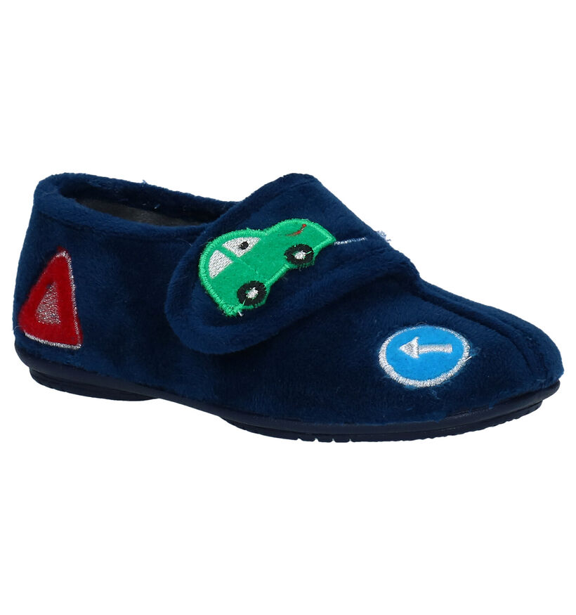 Milo & Mila Blauwe Pantoffels in stof (283926)