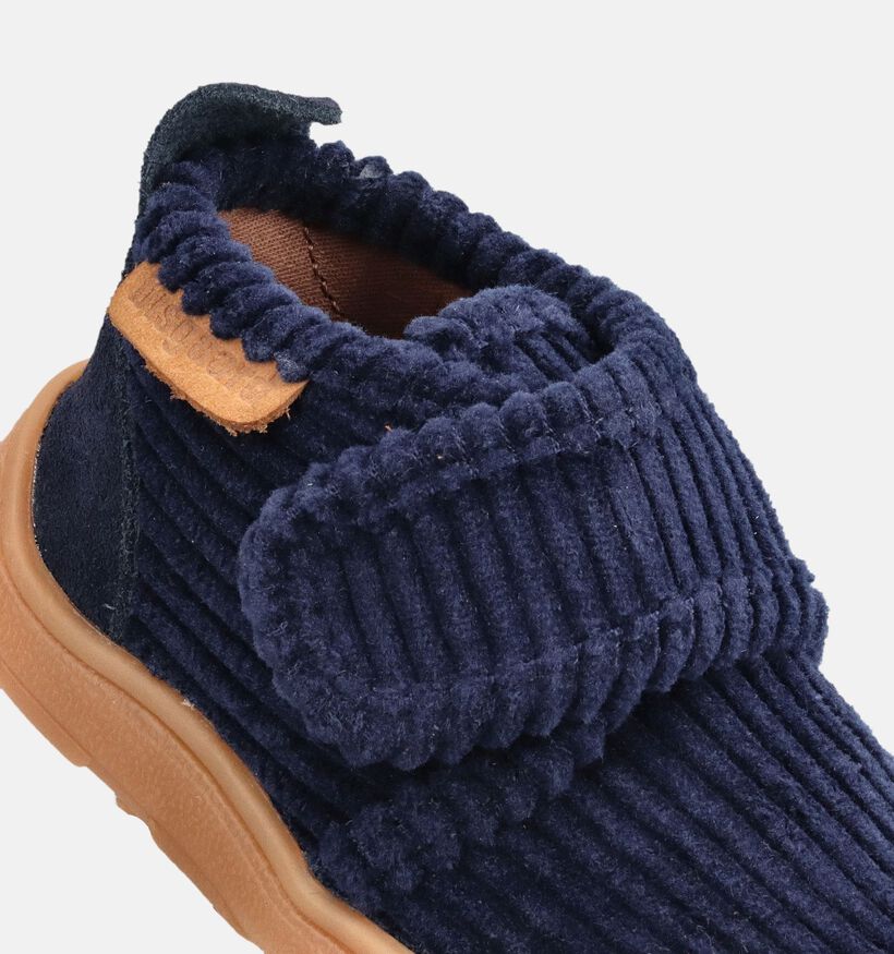Bisgaard Navy Corduroy Blauwe Pantoffels Barefoot voor jongens (378634) - geschikt voor steunzolen