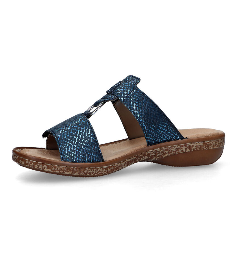 Rieker Nu-pieds plates en Bleu foncé pour femmes (339077)