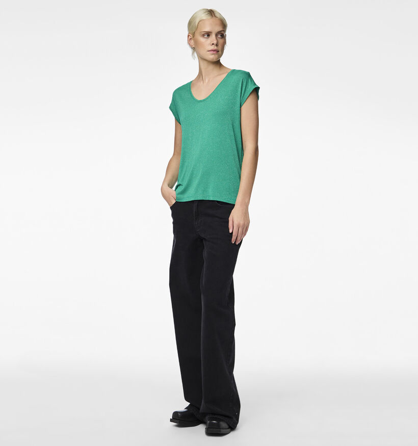 Pieces Billo Lurex Groene T-shirt voor dames (367043)
