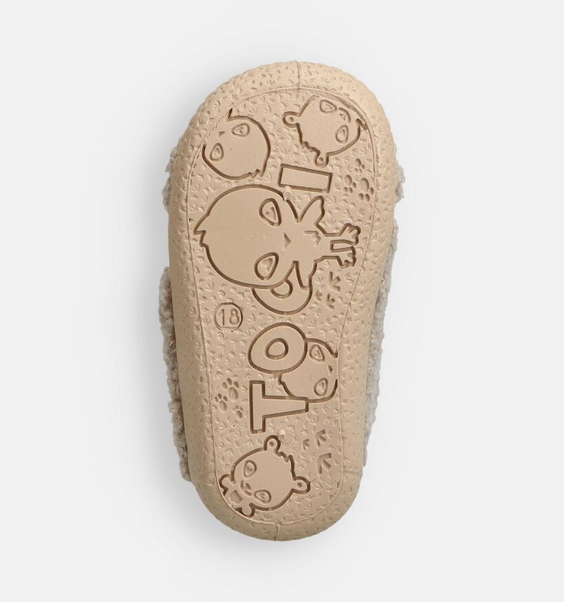 Milo & Mila Beige Teddy Pantoffels voor meisjes, jongens (364856) - geschikt voor steunzolen