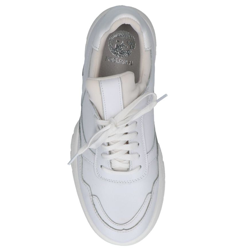 Poelman Witte Lage Geklede Sneakers in leer (229911)