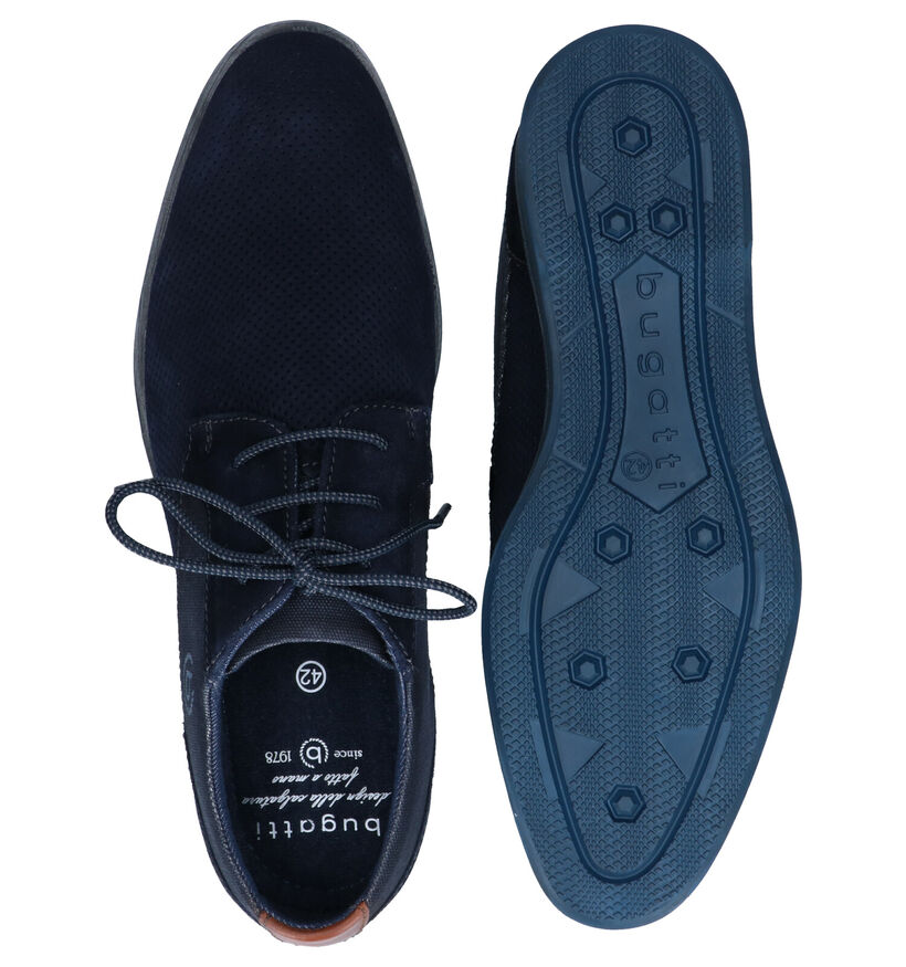 Bugatti Blauwe Geklede Veterschoenen in nubuck (293629)